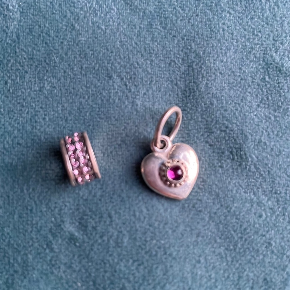 Brighton pink heart and round crystal spacer for charm bracelet
